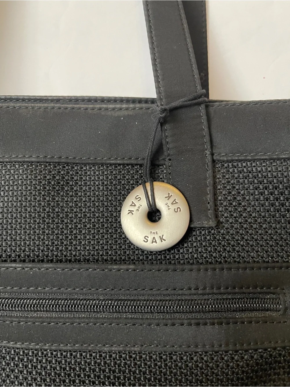 The Sak Black Textured Tote Bag Large Shoulder Purse Work Travel Organizer